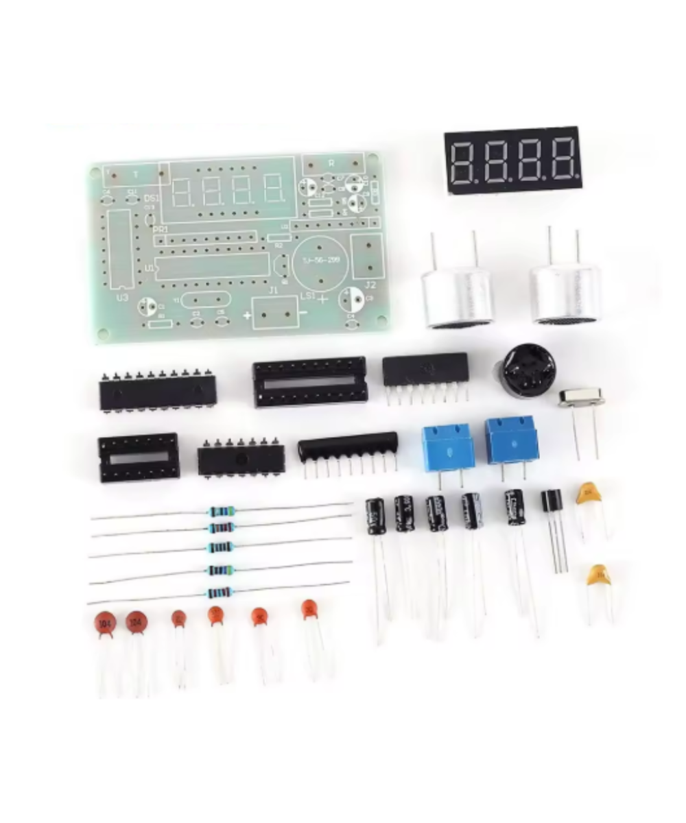 Kit electrónico DIY de medidor ultrasónico de distancia.