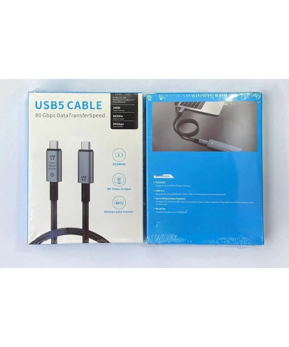 Cable USB5.0 USB-C a USB-C PD Thunderbolt 4 8K 80Gbps 240W 1.5M