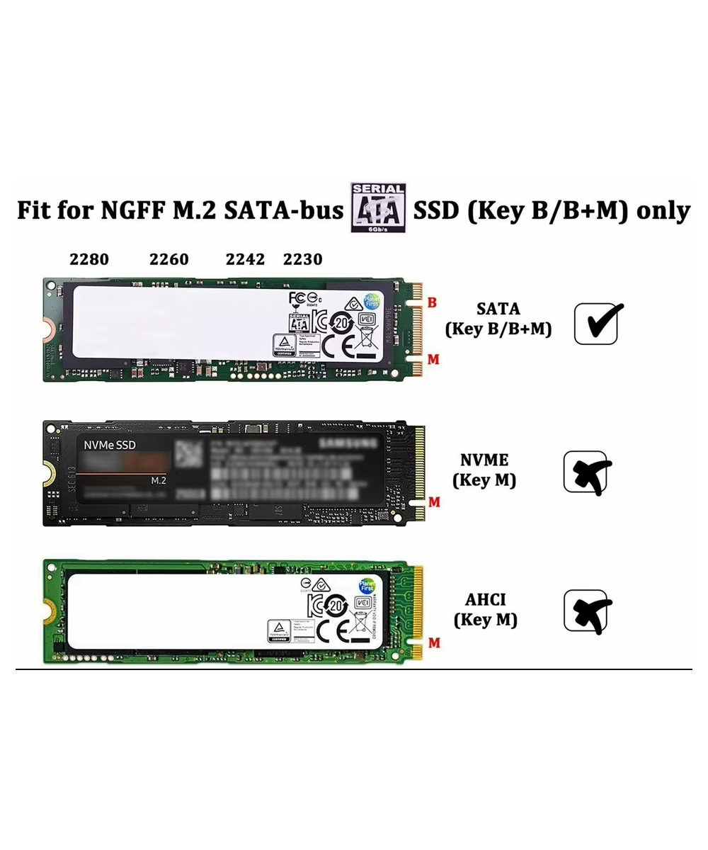 Adaptador para disco duro NGFF M.2 SATA SSD a USB 3.1 Tipo C, USB 3.0 a M.2 NGFF