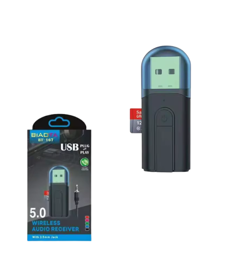 Adaptador Bluetooth auxiliar 5.0 3.5mm con lector TF