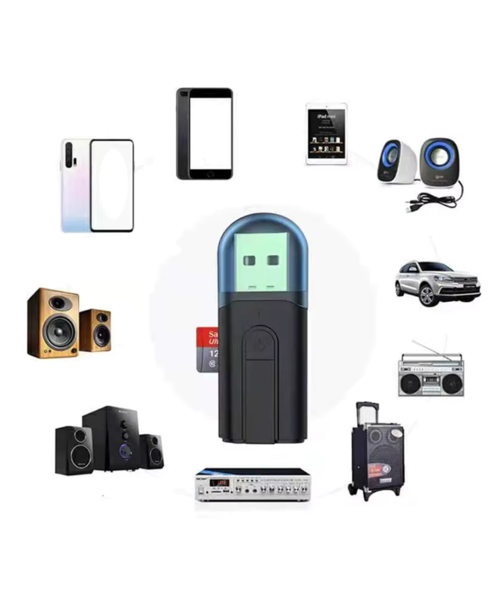 Adaptador Bluetooth auxiliar 5.0 3.5mm con lector TF
