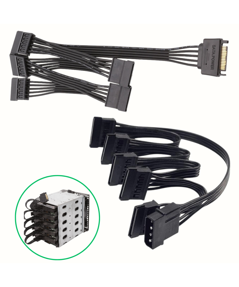 Cable divisor de alimentacion para disco duro Molex de 4 pines IDE a 4 SATA