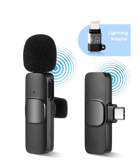 Microfono Lavalier Inalambrico para Celular Tipo USB-C / LIGHTNING
