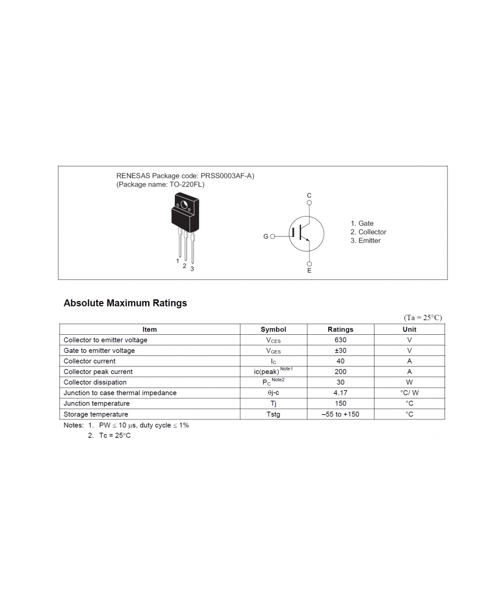 Transistor IGBT RJP63F3 TO-220F