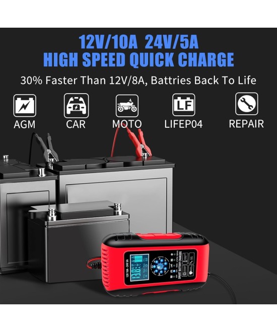 Cargador de bateria E-FAST 12V/24v 10A