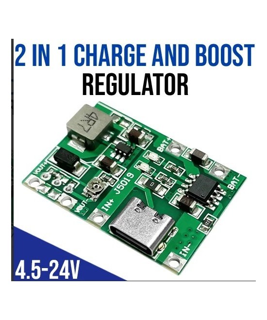 Módulo integrado de carga y descarga de batería de litio 18650 de 3,7 V a 9 V y 5 V USB-C