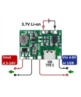 Módulo integrado de carga y descarga de batería de litio 18650 de 3,7 V a 9 V y 5 V USB-C