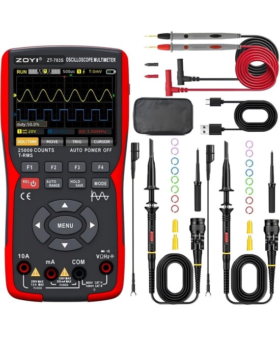 Multimetro y Osciloscopio doble canal 3 en 1 ZT-703S ZOYI