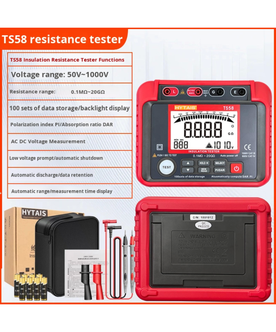 Medidor de resistencia de aislamientos de equipos Hytais TS68