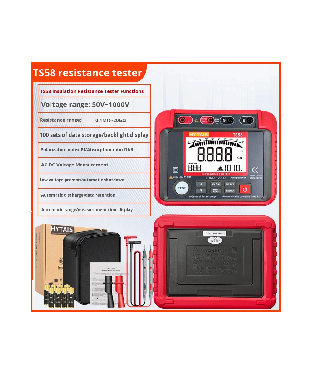 Medidor de resistencia de aislamientos de equipos Hytais TS68