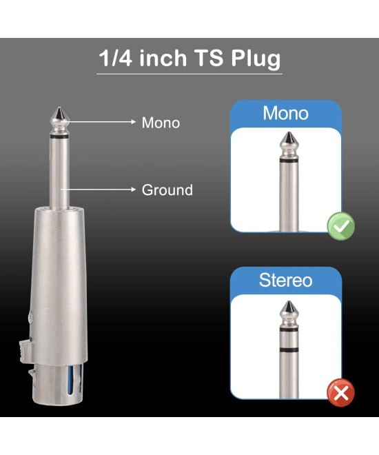 adaptador  XLR a 6.35mm Mono