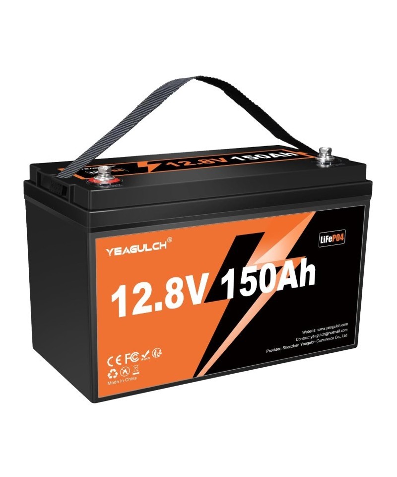 Batería de ciclo profundo LiFePO4 de 12V 150Ah recargable YEAGULCH