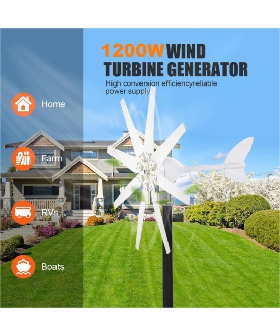 Generador de viento 1200W 12V Aerogenerador