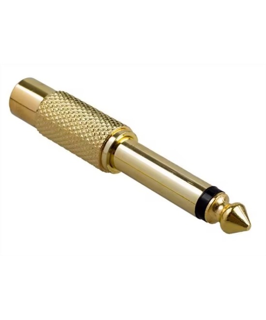 Adaptador de audio salida macho mono 1/4" (6.35mm) y entrada RCA hembra