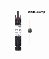Conector de panel solar MC4 diodo 30A macho y hembra