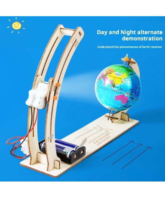 Experimento cientifico de simulación de la alternancia del día y la noche de la Tierra STEM