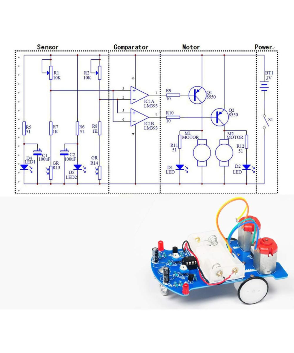 carrito seguidor de lineas D2-5 DIY