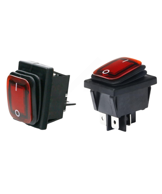 Interruptor impermeable KCD4 4 pines, AC220V 2 posiciones, 30A, con luz