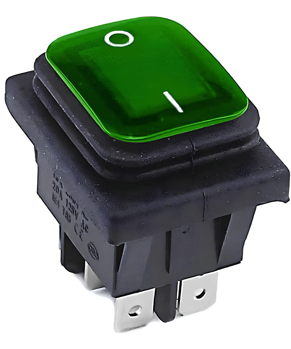Interruptor impermeable KCD4 4 pines, AC220V 2 posiciones, 30A, con luz