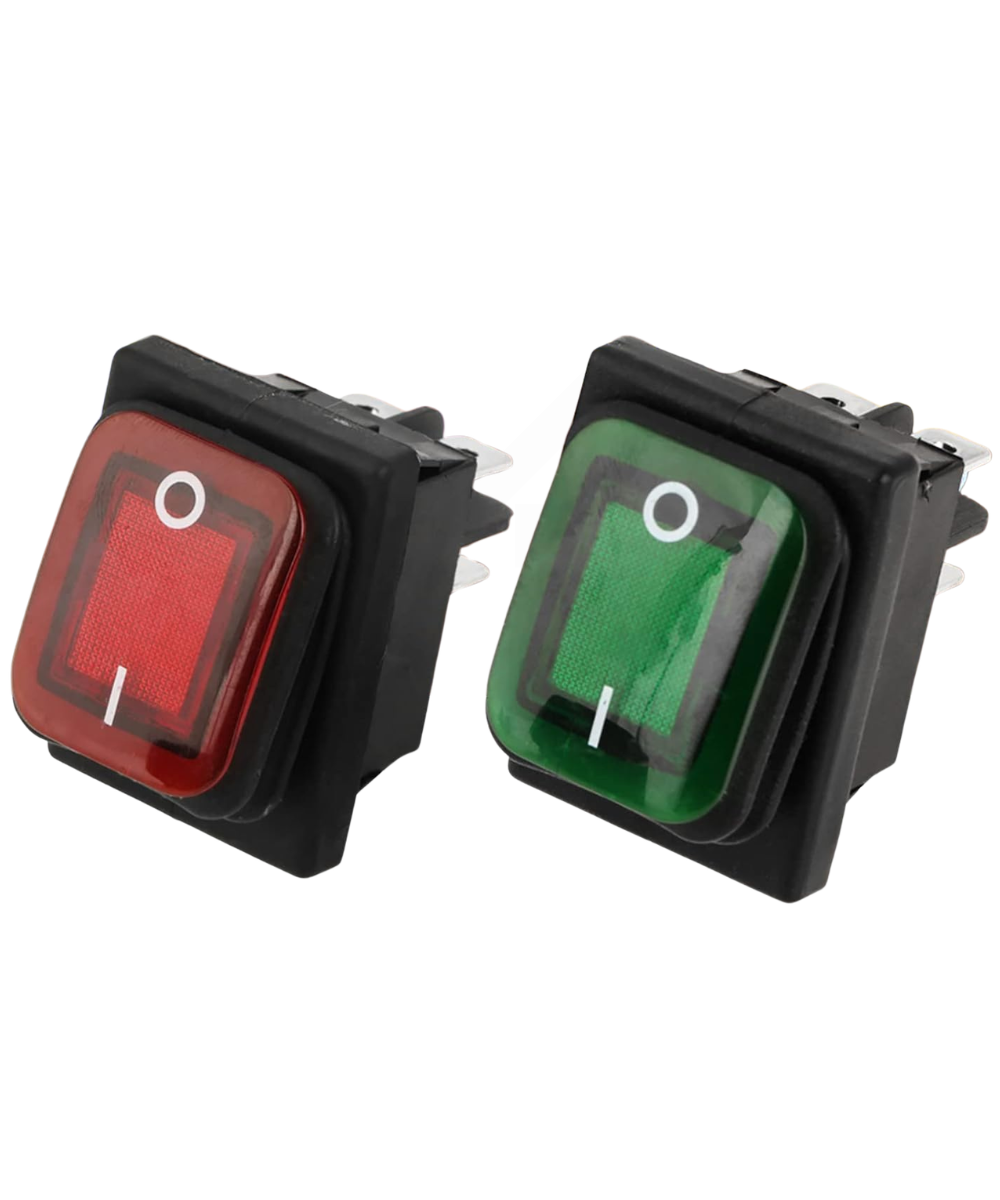 Interruptor impermeable KCD4 6 pines, AC220V 2 posiciones, 30A, con luz