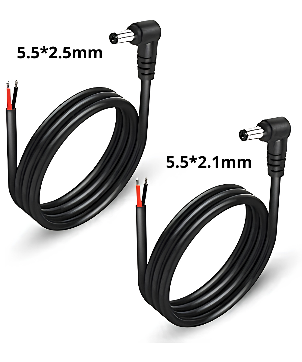 Cable de alimentación DC 12V, 90 grados, 5.5*2.5mm/ 5.5*2.1mm 30cm