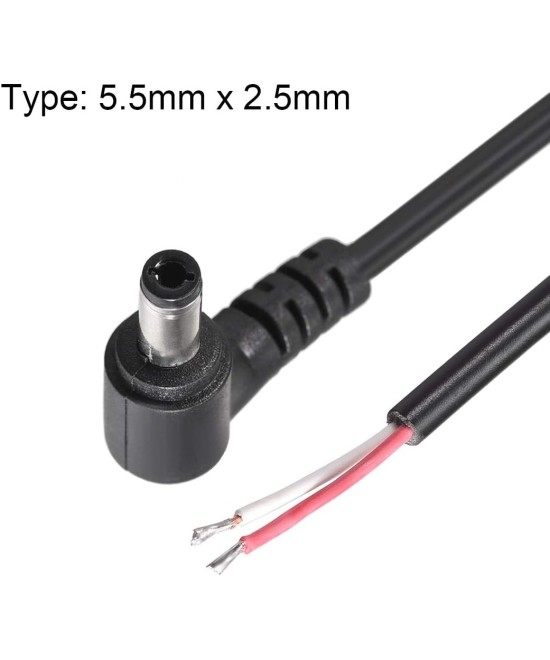 Cable de alimentación DC 12V, 90 grados, 5.5*2.5mm/ 5.5*2.1mm 30cm
