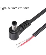 Cable de alimentación DC 12V, 90 grados, 5.5*2.5mm/ 5.5*2.1mm 30cm