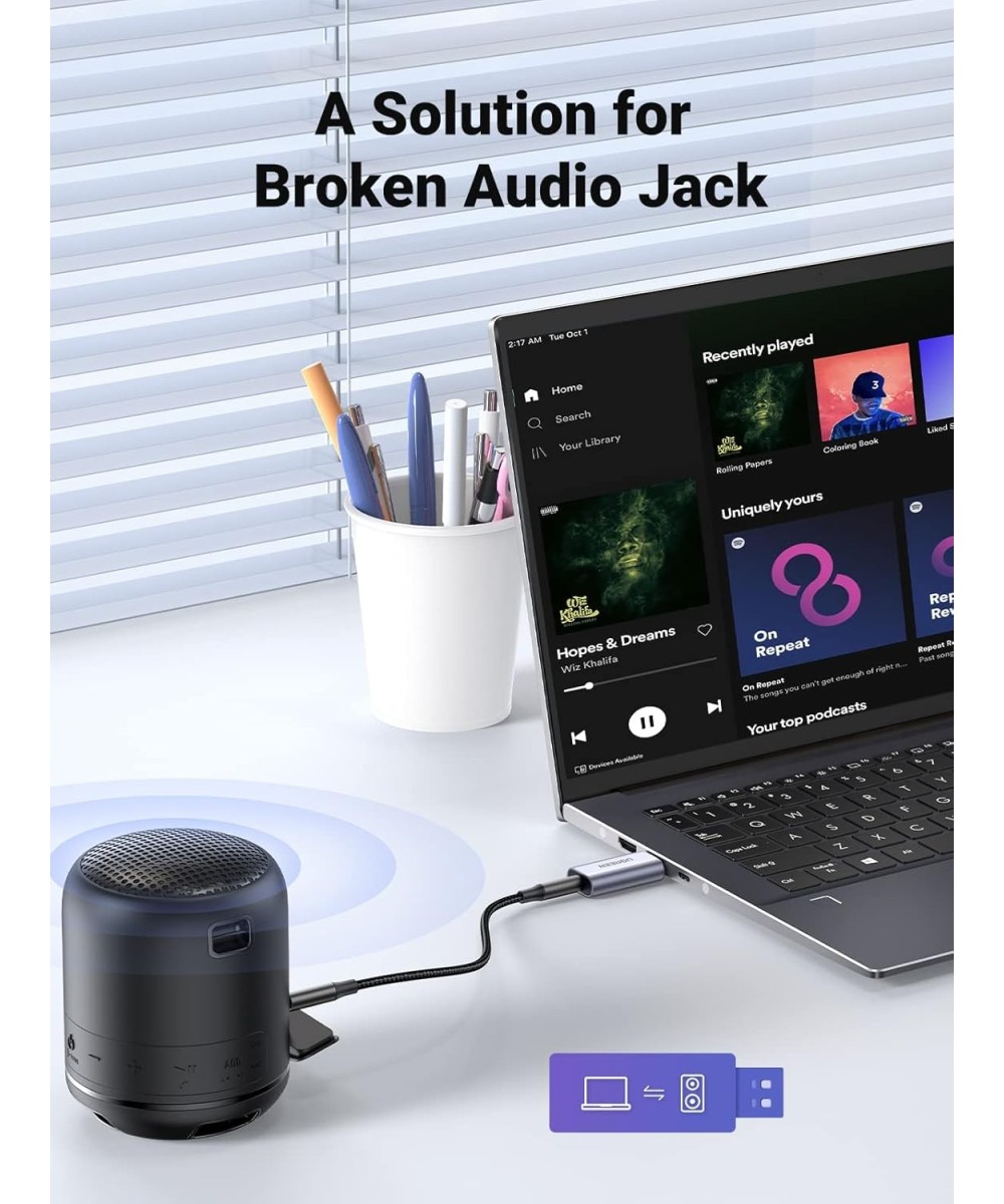 Adaptador de sonido estéreo externo USB a 3.5mm UGREEN