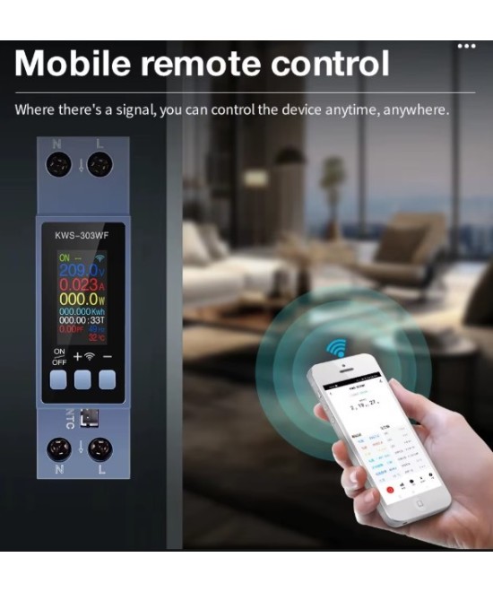 Medidor de energía inteligente WiFi KWS-303WF, 8 en 1