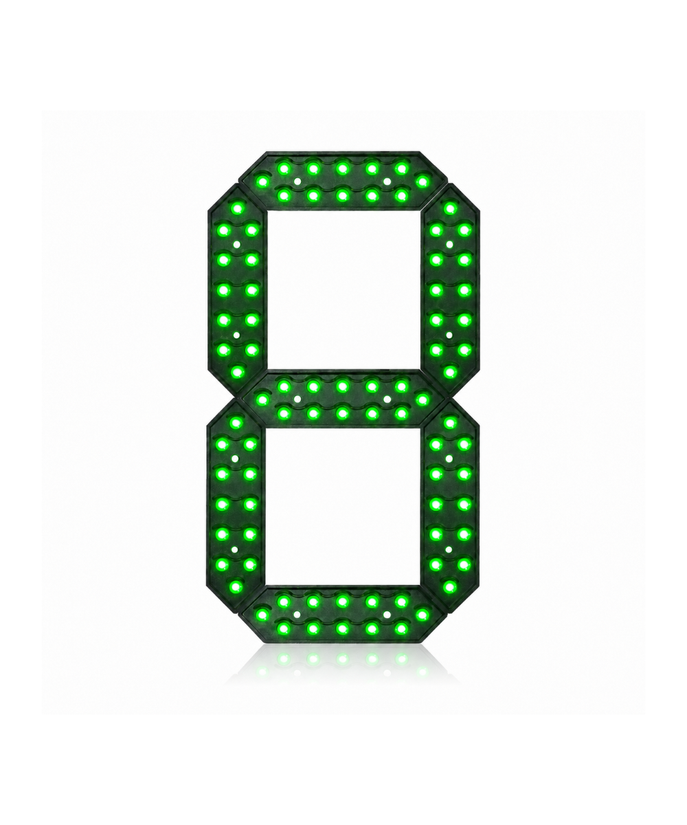 Panel led digital de 7 segmentos de 8 pulgadas azul/verde