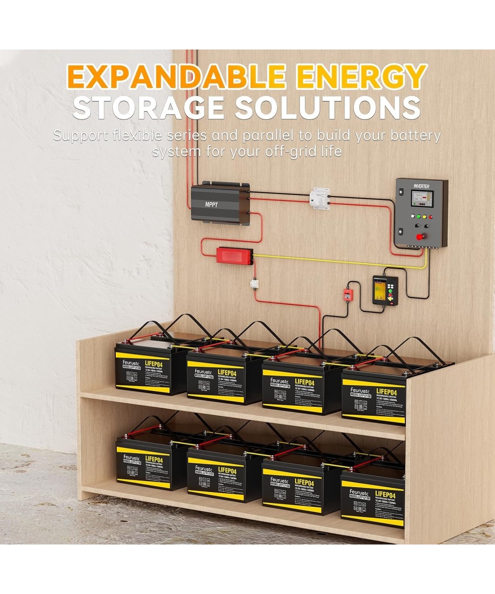 Batería de ciclo profundo LiFePO4 de 12V 100Ah recargable FEURUETC