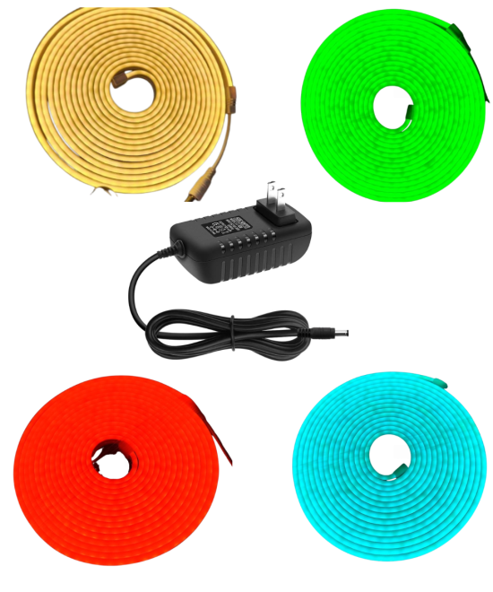 Tira Led Neon Flex LED de 5 metros 12v 2a con fuente