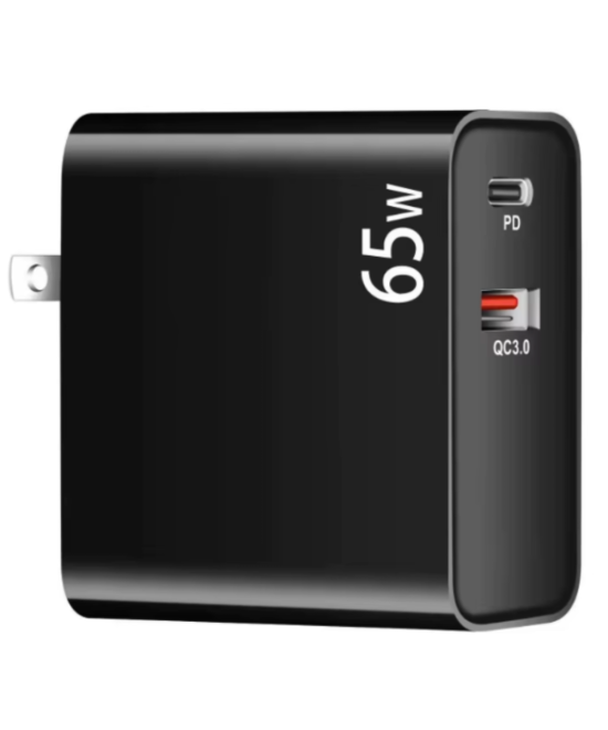 Adaptador de carga USB-C, PD 3.0 y QC 4.0 5V 65W
