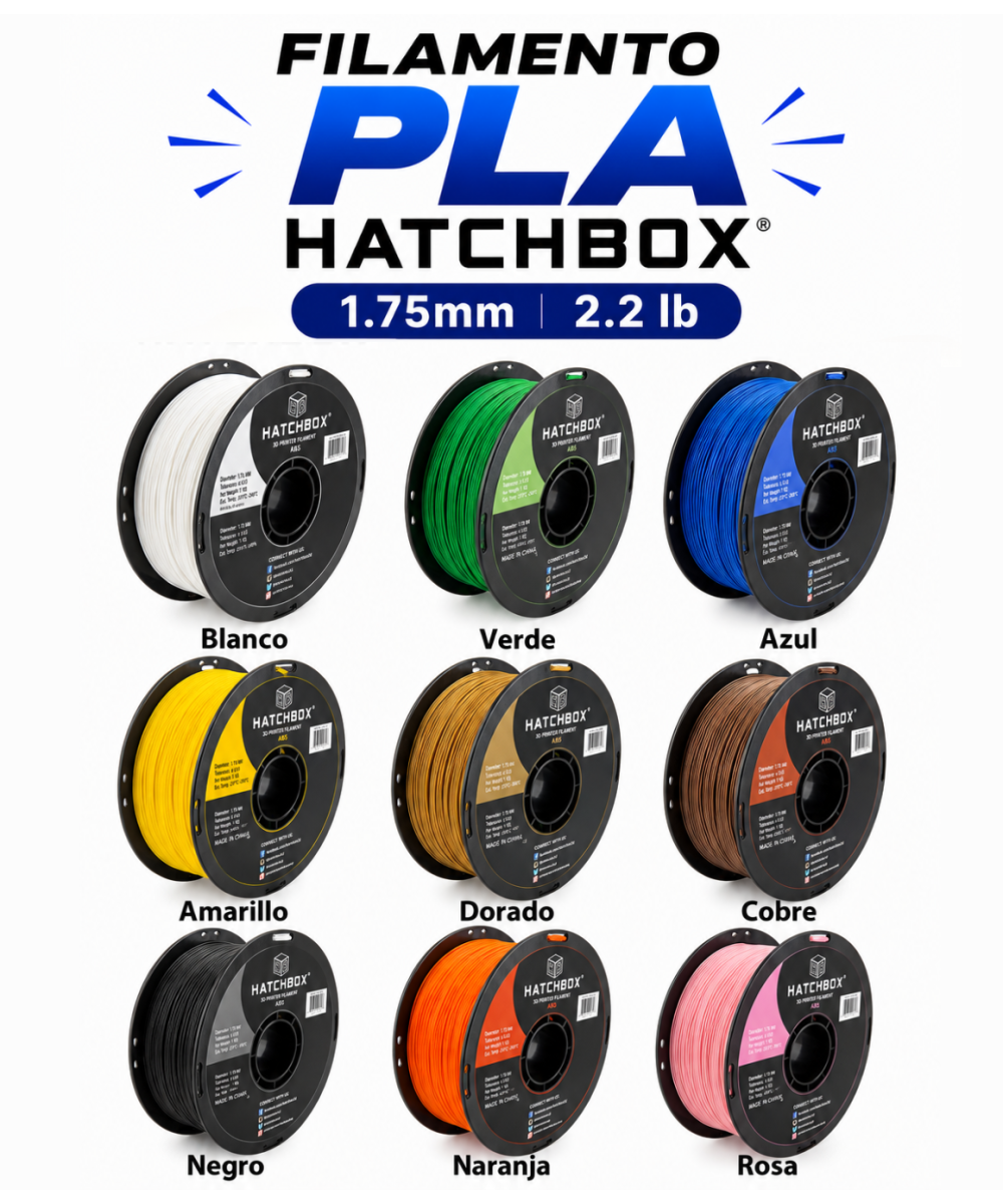 Filamento PLA Hatchbox 1.75mm 2.2 lb