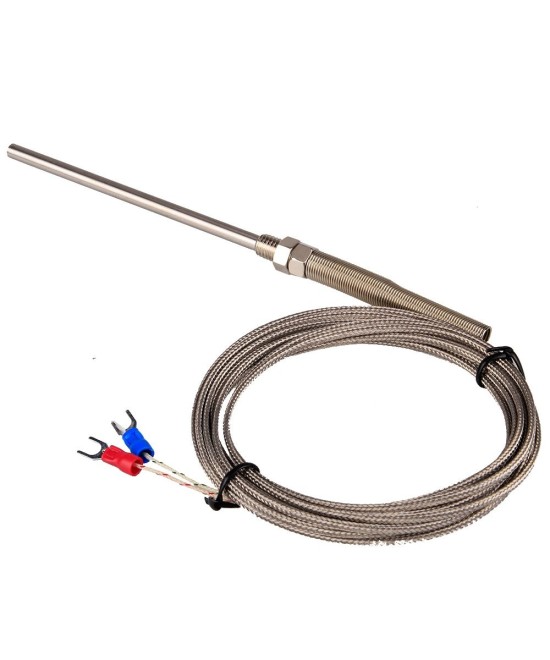 Sonda Termocupla Tipo K DE 100 mm Temperatura de -100C A 1250C Cable 3 metros