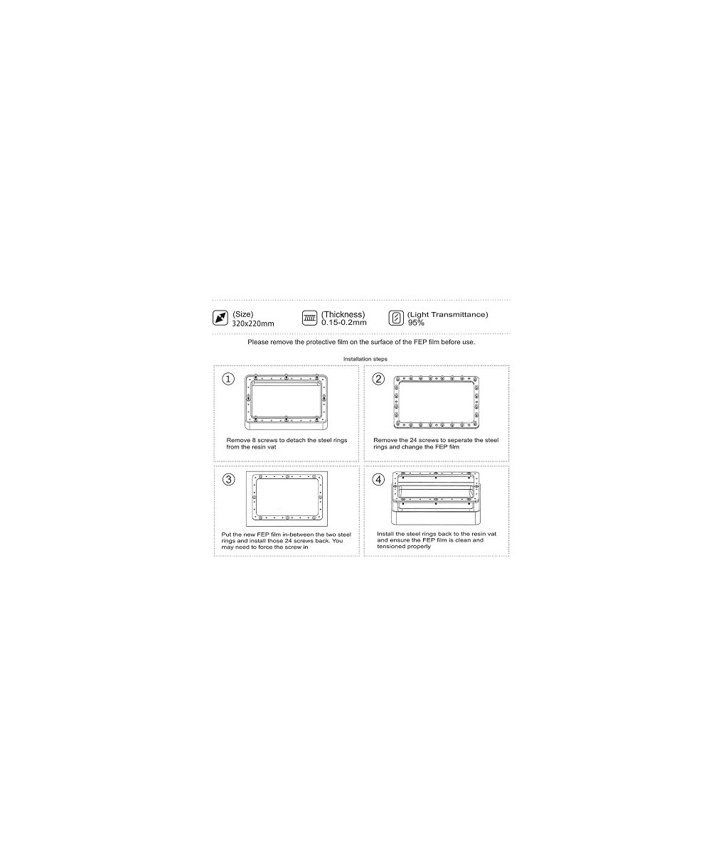 Hojas Laminadas con Pelicula FEP/NFEP para Impresora 3D de Resina ANYCUBIC M5/M7/M7 pro