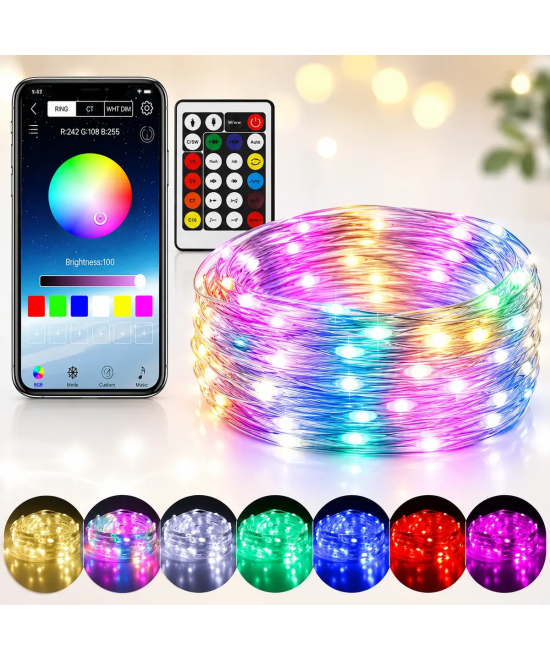 Tira Led hada RGB bluetooth con control impermeable 10 metros