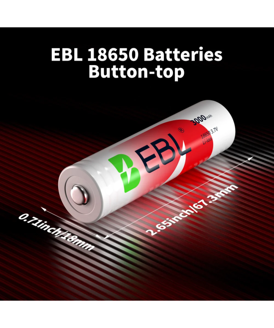 Bateria Recargable EBL BRC 18650 3000mAh - Boton Superior Protegido