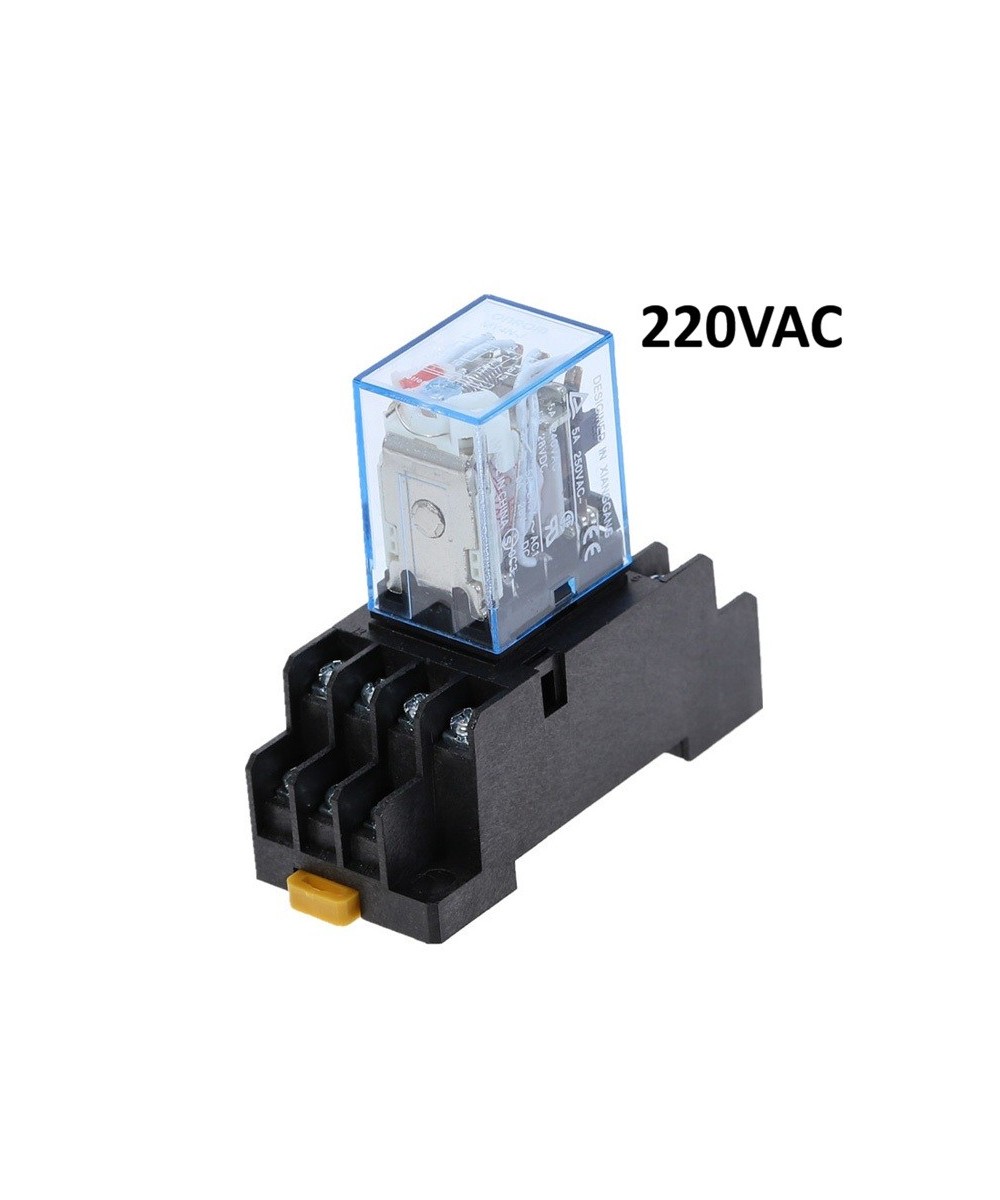 Rele electromagnético 14 pines 24V DC / 220V AC 5A con base para riel DIN MY4NJ HH54P