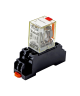 Rele electromagnético 8 pines 12/24 VDC / 110/220 VAC con base para riel DIN