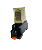 Rele electromagnético 8 pines 12/24 VDC / 110/220 VAC con base para riel DIN