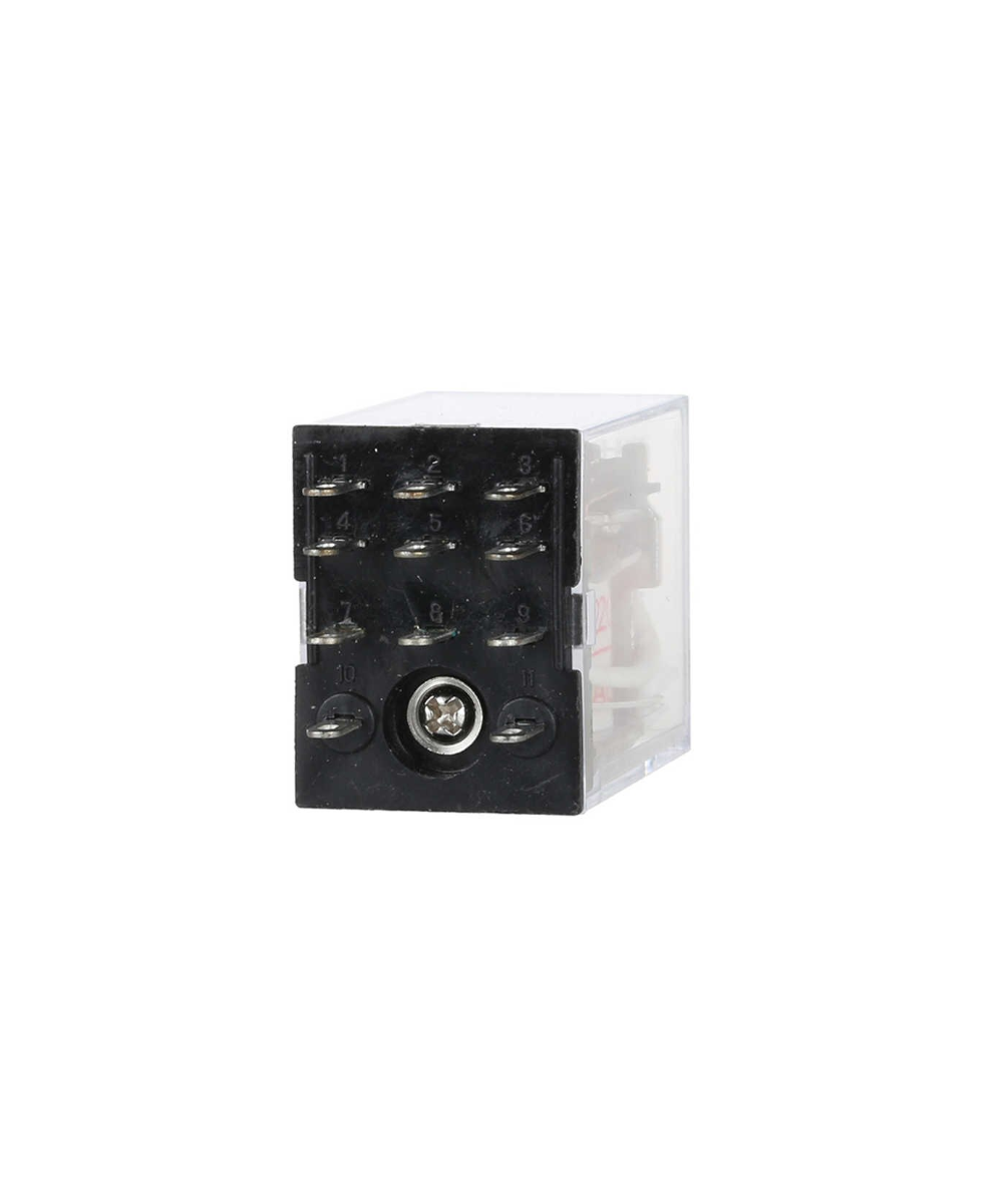Rele electromagnético 11 pines 12/24 VDC / 110/220 VAC con base para riel DIN