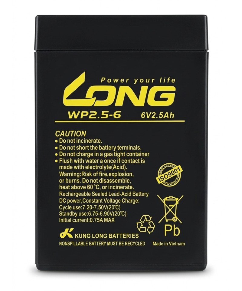 Bateria de acido 6V 2.5Ah LONG