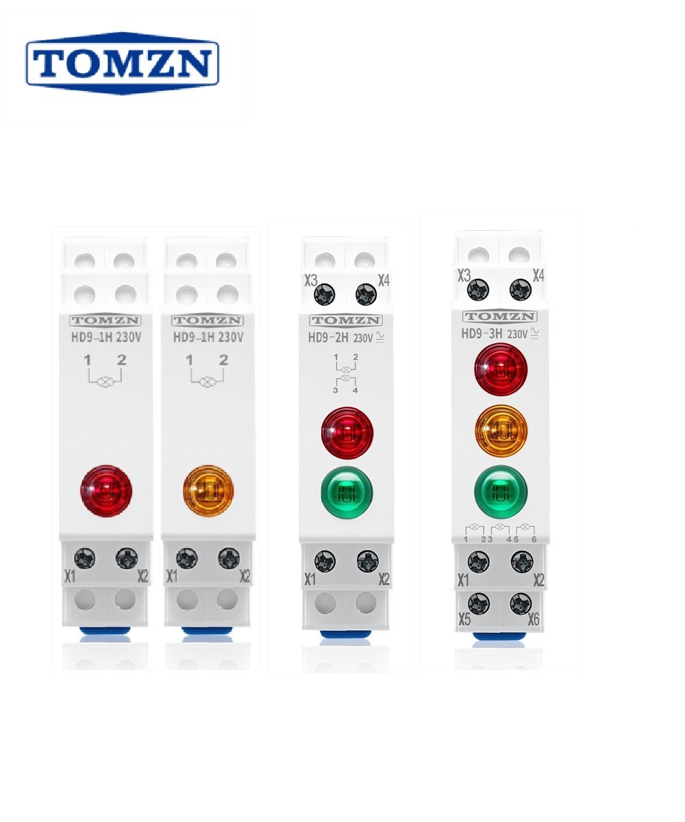 Luz piloto 230V AC/DC para riel DIN HD9 TOMZN