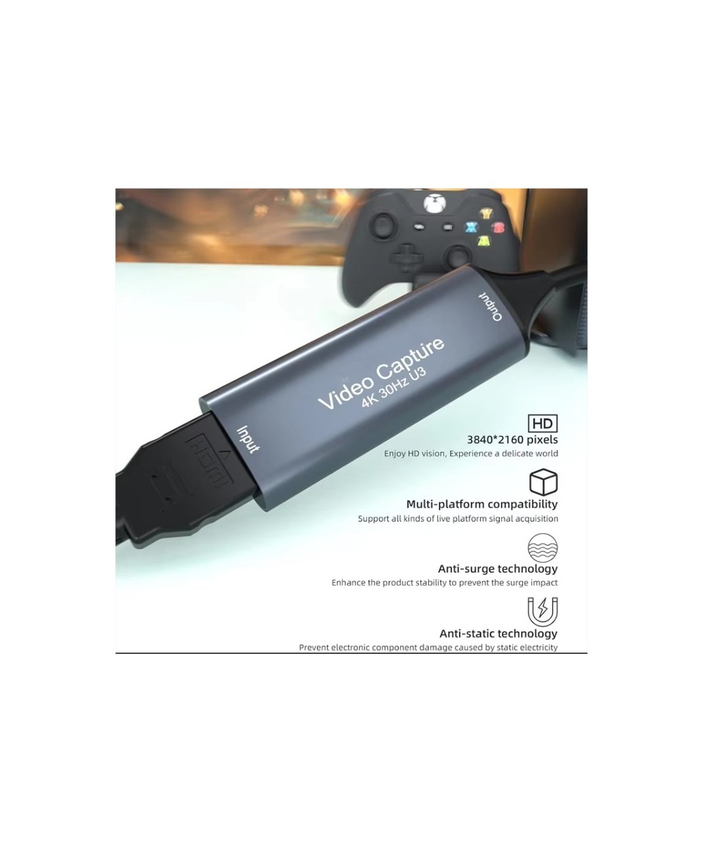 Capturadora de video HDMI 4K USB 3.0 tipo C 2 en 1