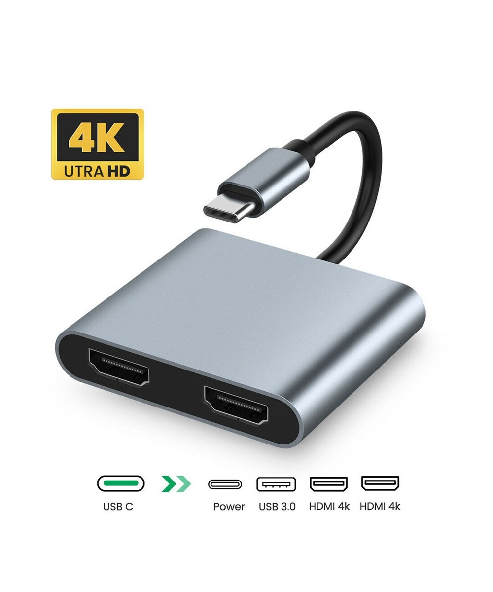 Adaptador USB-C A HDMI+HDMI+USB-3.0+USB-C