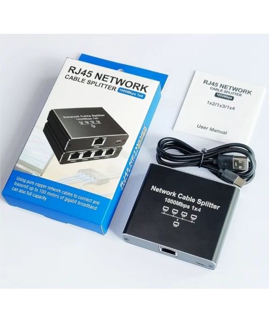 Separador Switch Ethernet RJ45 4 puertos 1000Mbps