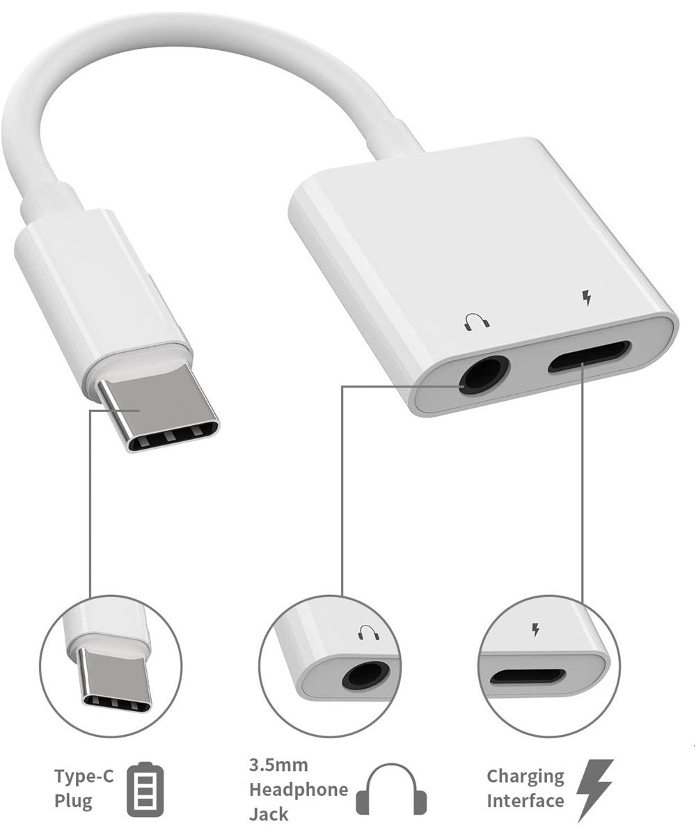 Adaptador USB-C a USB-C y 3.5mm