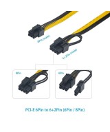 Cable de alimentación PCI‑E Express de 6 pines a 8 pines (6+2)