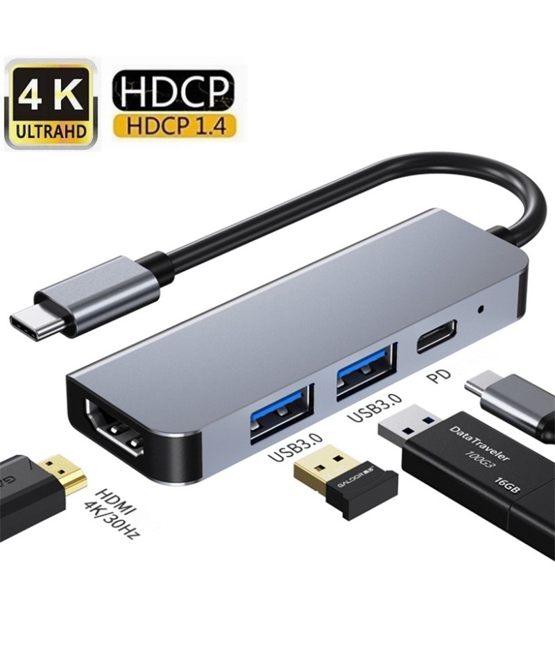 Adaptador USB-C a USB 3.0 / USB 3.0 / HDMI / USB-C